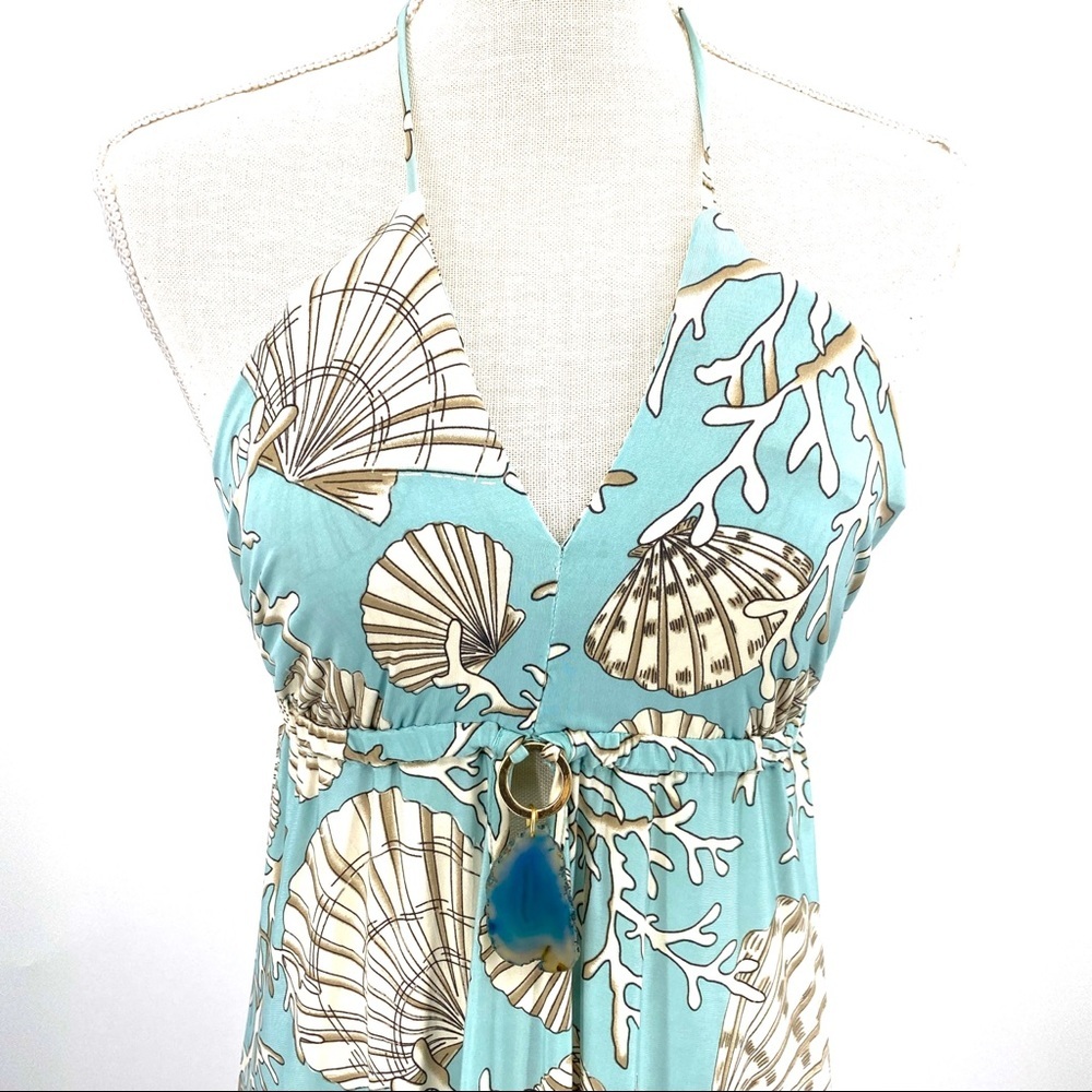 Boston Proper coral reef printed halter maxi dress - Picture 12 of 14
